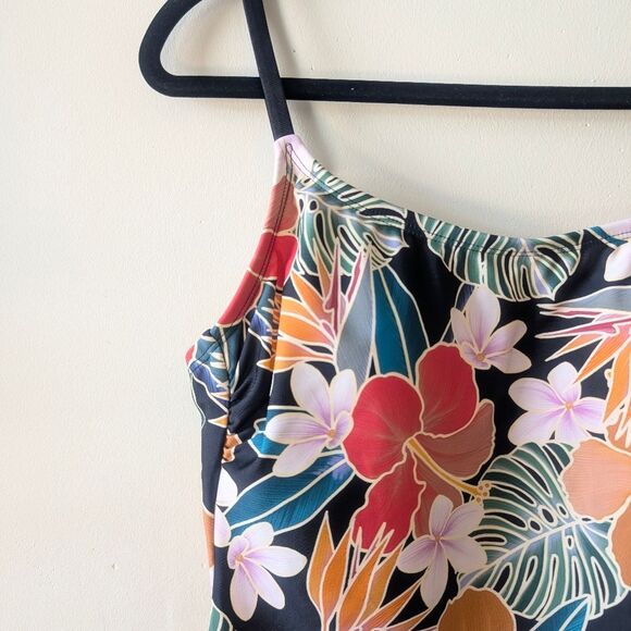 Hurley Women's UPF 50+ Stretch Midweight One Piece Swimsuit Black Multi L NEW - Picture 5 of 8